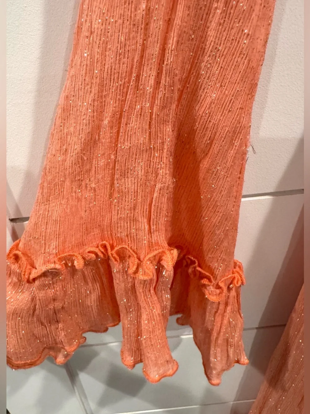 Free People coral Seraphina metallic maxi dress